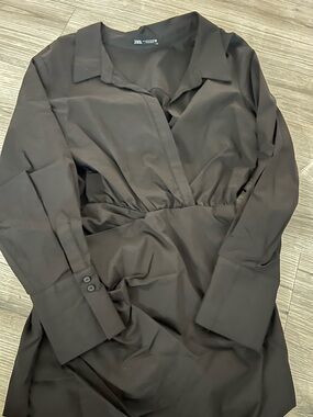 Zara Black Long Sleeve Wrap Dress